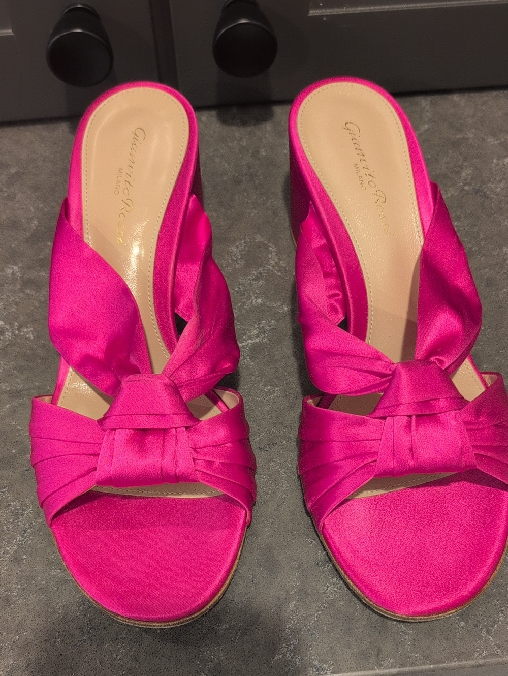 Gianvito Rossi Hot Pink Satin Flat